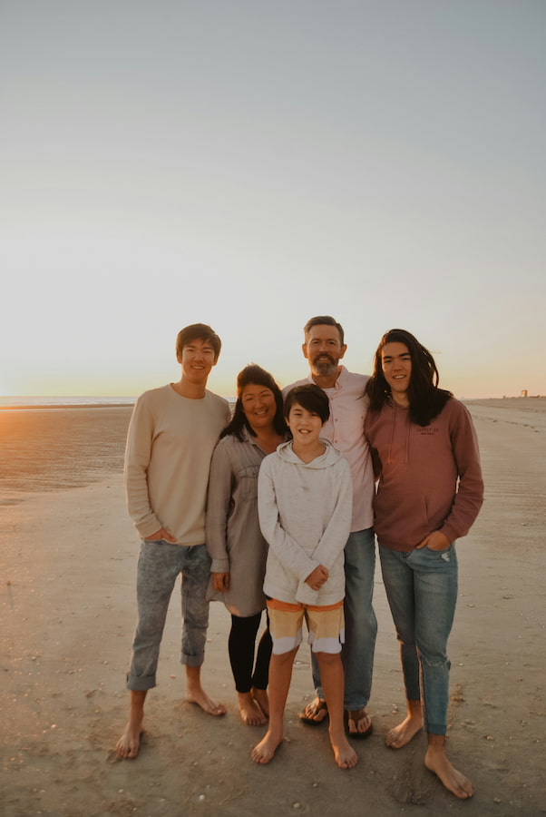a family on the beach